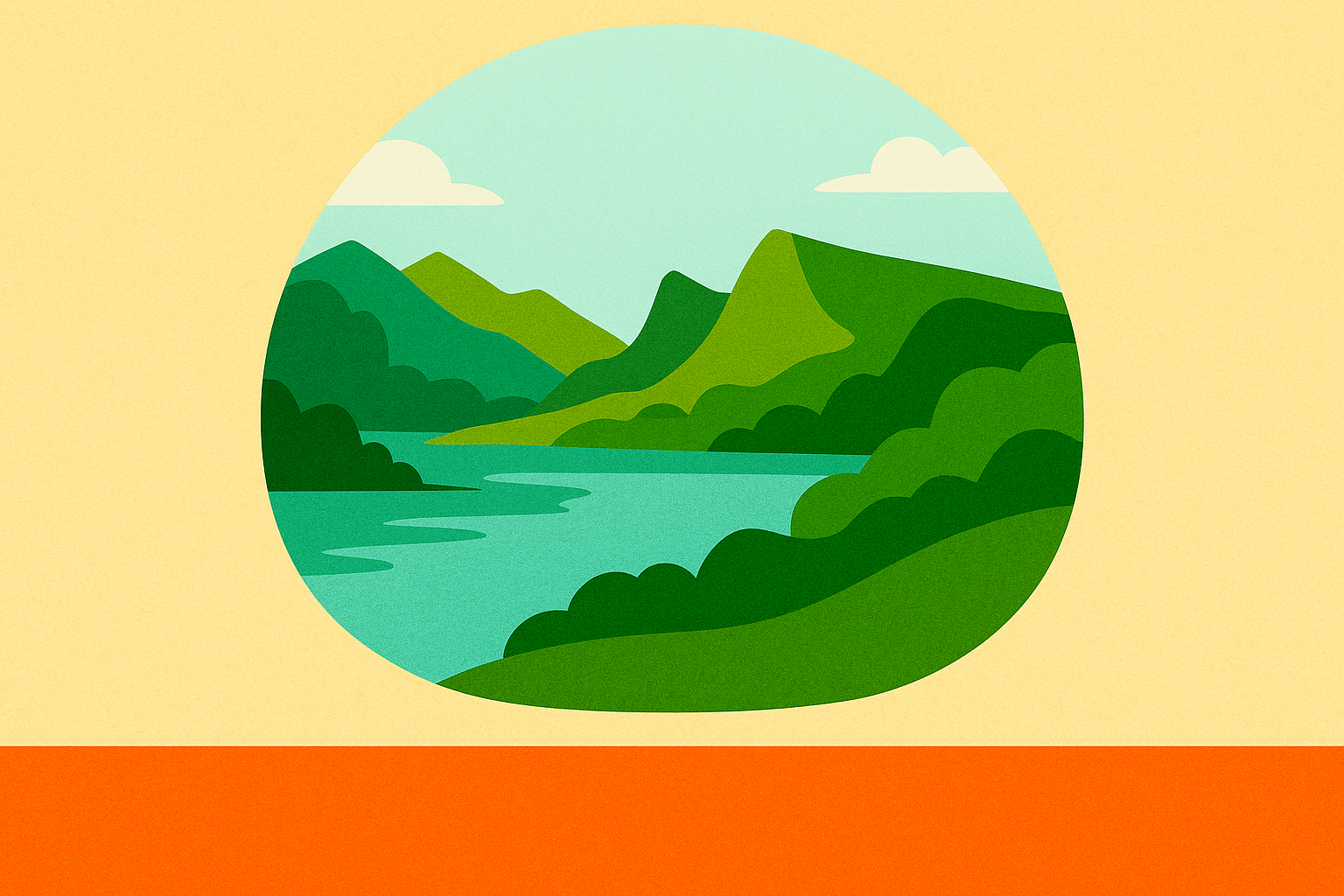 Modern landscape illustration of hills and lake near Pune for summer travel